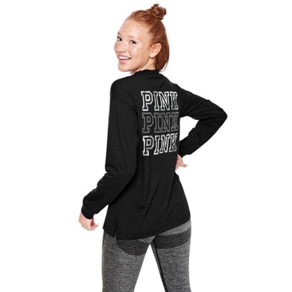 PINK Victoria's Secret Tops - Victoria's Secret PINK Women's Shine Long Sleeve Campus Tee